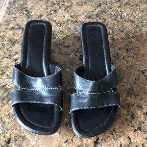 Cute black platform slides